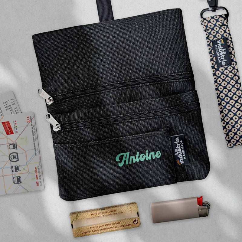 Personalisierte Wasserabweisende Tabaktasche mit 2 Reißverschlüssen 'Vulcano'