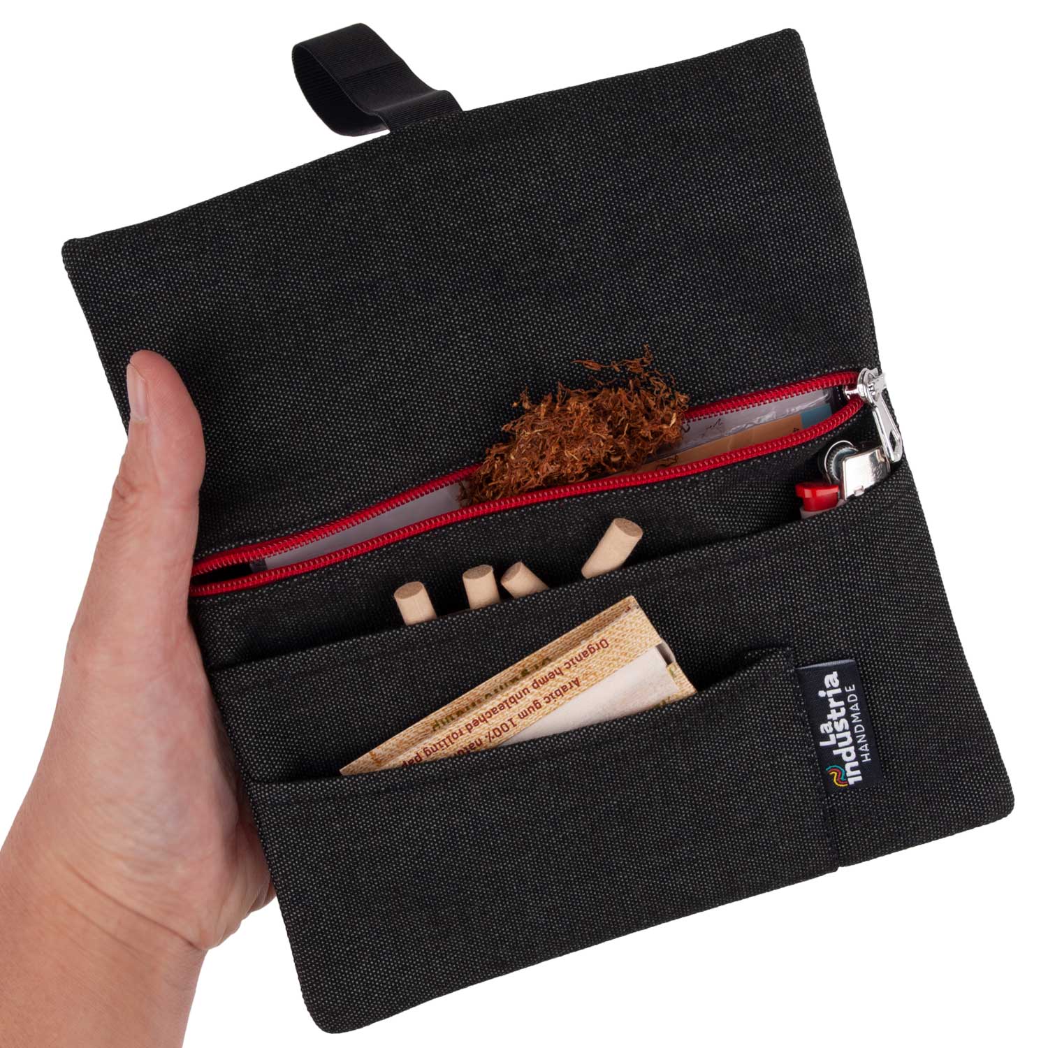 Water-repellent tobacco pouch for rolling tobacco and accessories