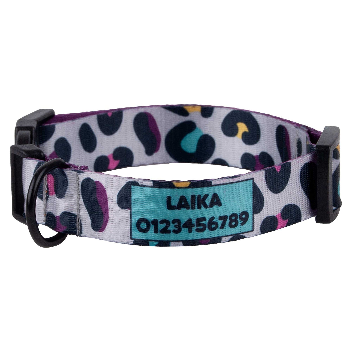 Dog Collar Personalised with Name 'Animal Print' for Small & Medium Pets