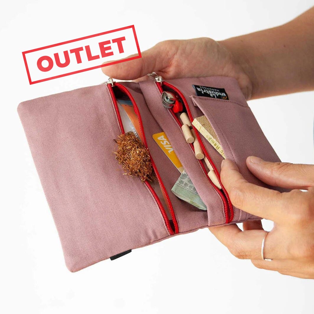 Tabaktasche mit doppeltem Reißverschluss aus Bio-Baumwolle „Pink“ 