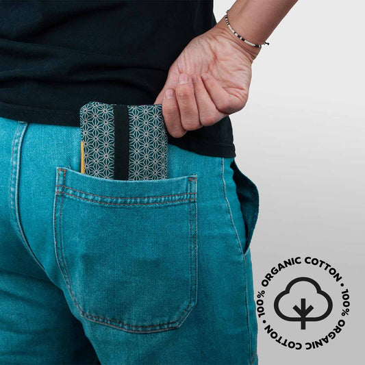 Tabaquera Cartera personalizada 'MAKI' – Funda personalizable de algodón orgánico con estampado geométrico japonés