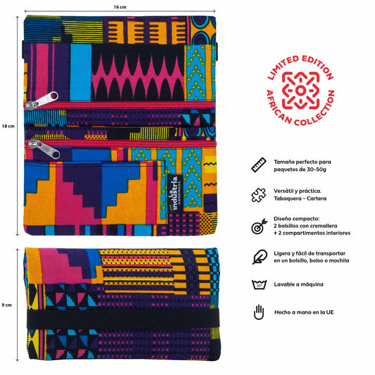 Colorful African Print Tobacco Pouch Wallet GHANA