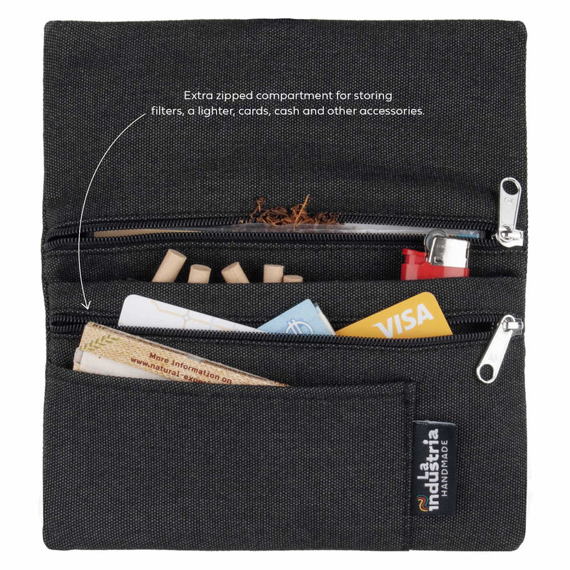 Tabaktasche Mini-Geldbörse | 2 Reißverschlüsse | Wasserabweisend